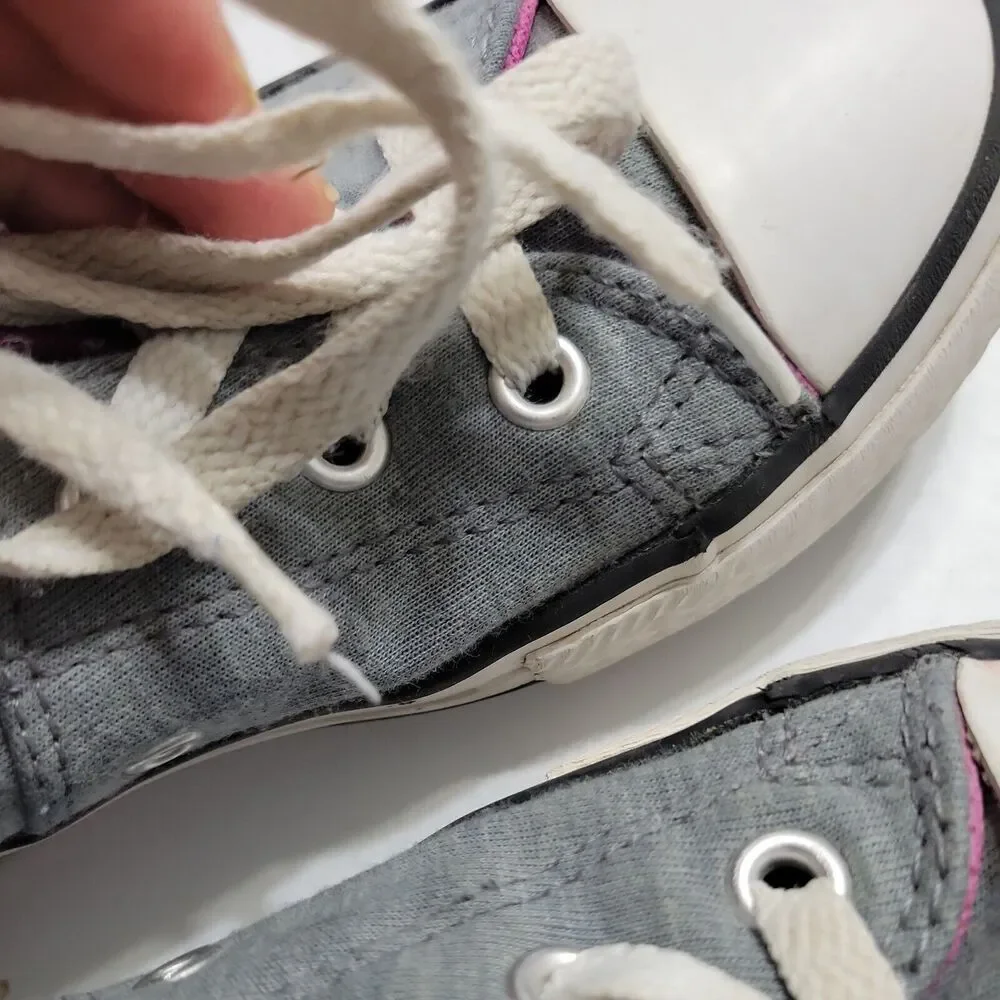Converse All Star Shoes Girl 2 Grey Purple Low Top Jersey Canvas Comfort Sneaker